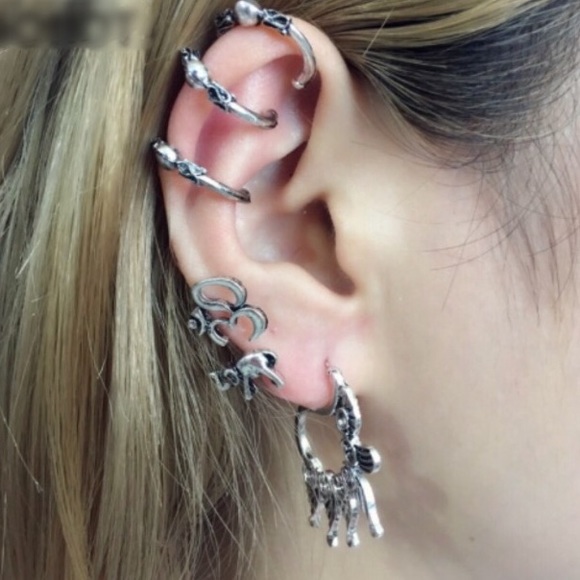 'Reincarnation' 7pcs Moon Star Feather Earring Set - Picture 3 of 8